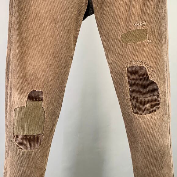 Size 31 Brown Corduroy Cotton Blend Distressed Straight Casual Pants - Picture 2 of 7